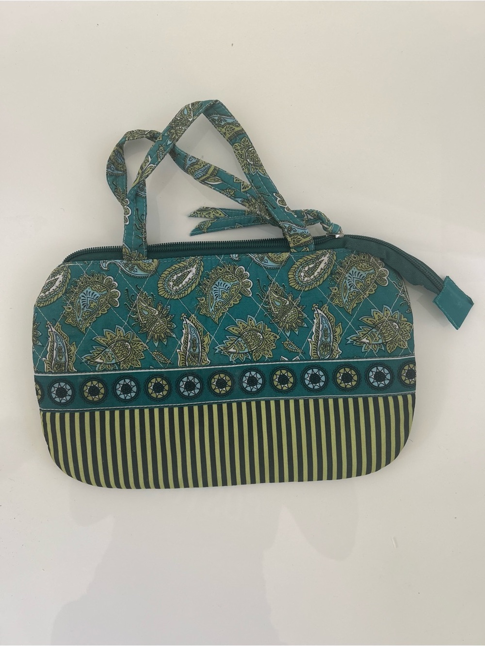 Teal Paisley Print Women’s Makeup bag